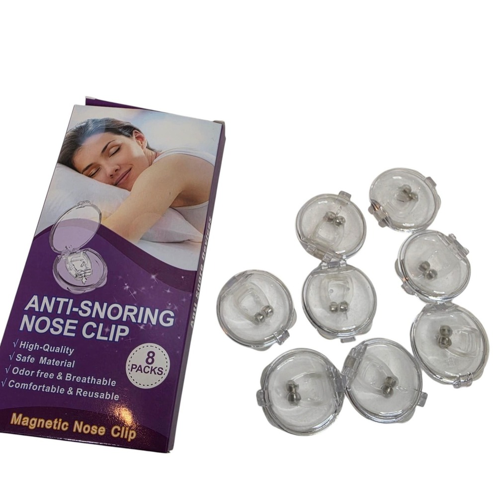 Anti-Snoring Nose Clip 8 Pack Silicone Magnetic Silver Reusable Sleep Aid